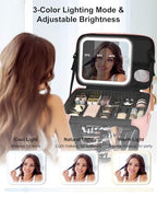 Travel Makeup Bag With LED Mirror (01-Pink / 2-Medium)