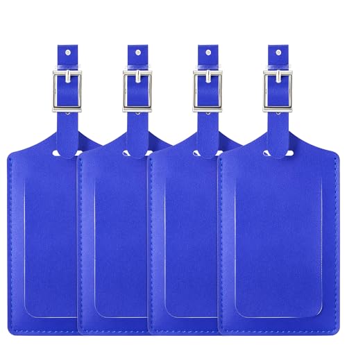 8 Pack Leather Luggage Tags for Suitcases Travel Tag (Fresh Blue)