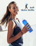 Folding Soft Flask Portable Collapsible 150ml Running Lightweight Water Bottle for Outdoor Sports (150ml/5.07oz-Dark Blue)