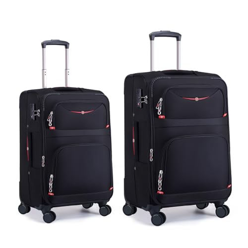 Softside Expandable Luggage with 4 Spinner Wheels (Black / 2-Piece Set (21/25))