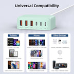 100W 6 in 1 USB Charger (Light Green)