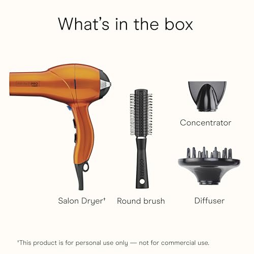 Infiniti PRO Hair Dryer with Diffuser (Orange With Bonus Brush / 1 Count (Pack of 1))