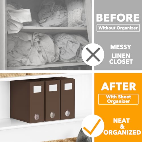 3 Pack Bed Sheet Organizers and Storage (3 Pack / Brown)