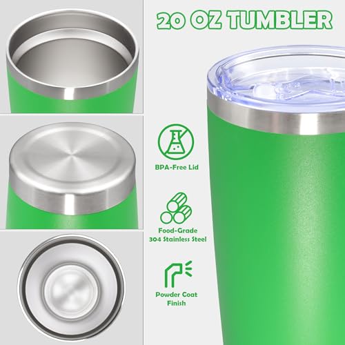 20oz Tumbler Stainless Steel Tumbler Coffee Tumbler with Lid Green (Green)