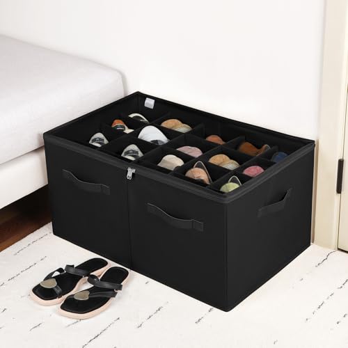 Shoe Organizer for Closet 2 Pack (Black-2Pack / Extra Large(26.5''L x 16.54''W x 13.5''H))