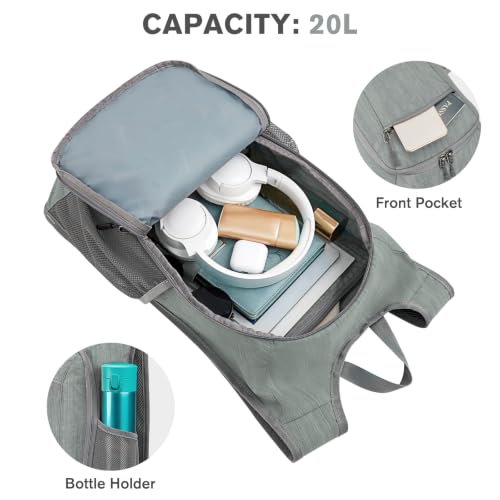 10 15L Small Rucksack Foldable Backpack Lightweight Packable Daypack Travel Outdoor Hiking Shoulder Bag (Grey / 20L)