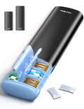 Large Metal AM PM Pill Organizer 7 Day (Black / Large - 26% More Capacity)