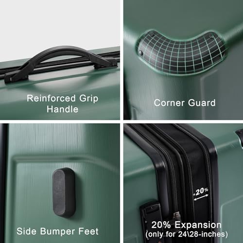 6 Piece Luggage Set (Green / 6-Piece Set)