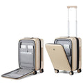 Grace Carry On Luggage with Wheels Airline Approved Hard Shell Suitcases with Front Pocket (Cuban Sand / 20 Inch-2)