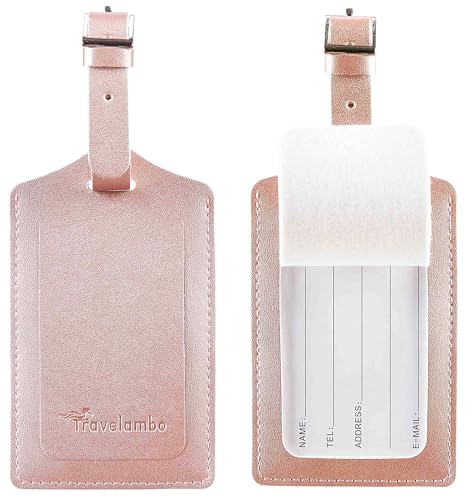 12 Pack Leather Luggage Tags for Suitcases Travel Tag (Rose Gold)