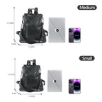 Small Women Backpack Purse PU Leather Anti (Black / Small)