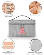Personalized Initial Makeup Bag for Women Teen Girls (Black)