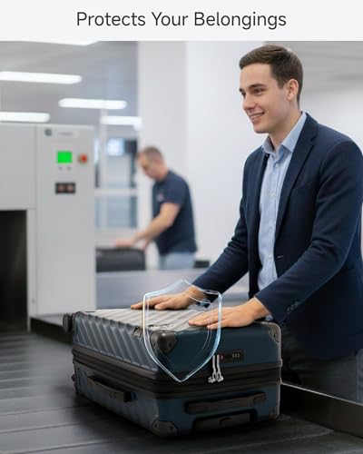 28 Inch Checked Luggage with Spinner Wheels (Checked-Large 28-Inch / Navy)