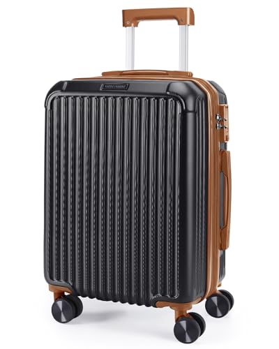 20 Inch Carry On Luggage 22x14x9 Airline Approved (Black Brown / Carry-On - 20")