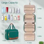 Toiletry Bag for Women (Large / With Jewelry Organizer Compartment / Green)