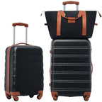 Luggage sets of 2 Piece (Luggage Set With Bags / Black and Brown-1(20+24+bag))