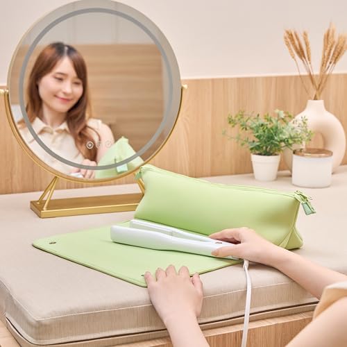 Hair Tools Travel Bag and Heat Resistant Mat (Apple Green)