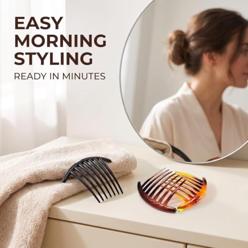 3 Pcs Plastic Hair Side Combs French Twist Comb Tortoise Side Combs Hair Clip Comb Accessories with Seven Teeth for Women Girls Hair Combs Styling Tools and Appliances