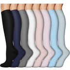 8 Pairs Compression Socks Women Men 15 (023 - Black/Blue/Gray/Pink/White / Small-Medium)