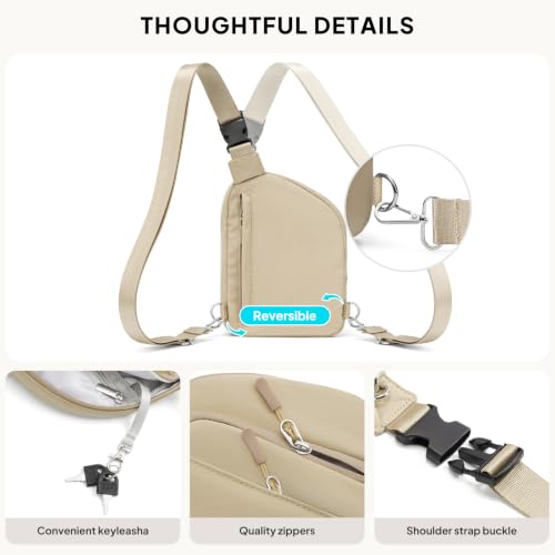 Anti Theft Crossbody Bags Small Crossbody Sling Bag for Women & Men (Light Khaki)