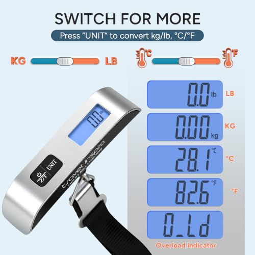 Luggage Scale Digital Suitcase Weight Scale for Travel (Silver)