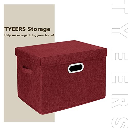 Collapsible Storage Bins With Lids (2-Pack Large / Red Wine)