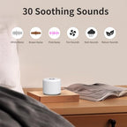 Mini Portable Sound White Noise Machine Baby Patter for Sleep with 30 Soothing Sounds for Baby Kids Adults 32 Volume Levels Sleep Soother Auto (White)