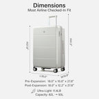 26 Inch Luggage with Spinner Wheels (Smoke White / 26 Inch EXT)