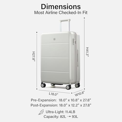 26 Inch Luggage with Spinner Wheels (Smoke White / 26 Inch EXT)