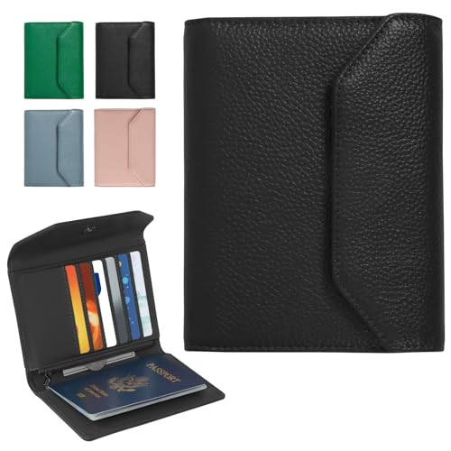 Leather Passport Holder for Travel (Black)