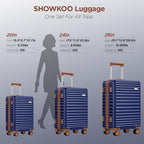 3pcs Luggage Set (Blue / 3PCS/20 in/24 in/28 in)