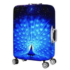 Suitcase Cover 3D Print Design Travel Luggage Protector Trolley Case Cover 19" (BluePeacock / S(Fits to 19"-20" Trolley Case))
