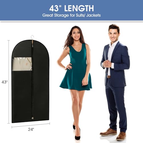 Suit Bags for Closet Storage (43" - 2 Pack / Black)