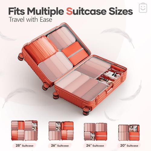 9 11 Set Compression Packing Cubes for Travel Essentials (Orange / 9 set)
