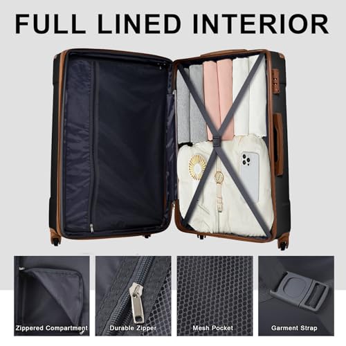 6 Piece Luggage Set (Black Brown / 6-Piece Set)