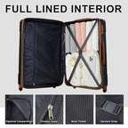 6 Piece Luggage Set (Black Brown / 6-Piece Set)