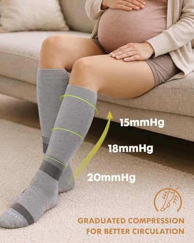 Thick Soft Cotton Compression Socks (Black and Grey Geometric / Small-Medium)