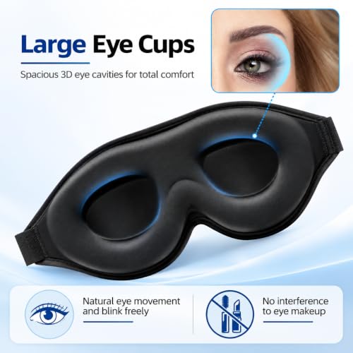 Sleep Mask with Deep Contoured Eye Cups (A1 Black)
