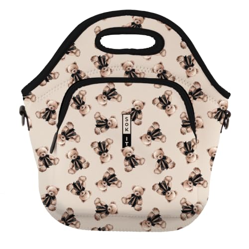 LunchTote Zippered Bag Insulated Neoprene Caddy (Beau Bear / X-Large 6.5 Quart Lunch Tote)