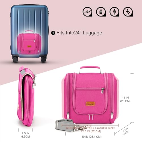 Hanging Travel Toiletry Bag for Women and Men (F - Rose Red / Large)