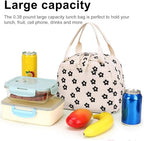 Lunch Bag for Women Men Cute Corduroy Lunch Tote Bags Reusable Insulated Lunch Box Large Capacity Reusable Insulated Cooler for Work Picnic or Travel (Corduroy Black Floral 95 / 10L)