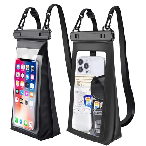 Large Capacity Waterproof Phone Pouch Floating (Black,1 Piece)