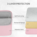 RAINYEAR 15.6 Inch Laptop Sleeve Padded Case Cover with Pocket (15.6 inch / Light Pink)