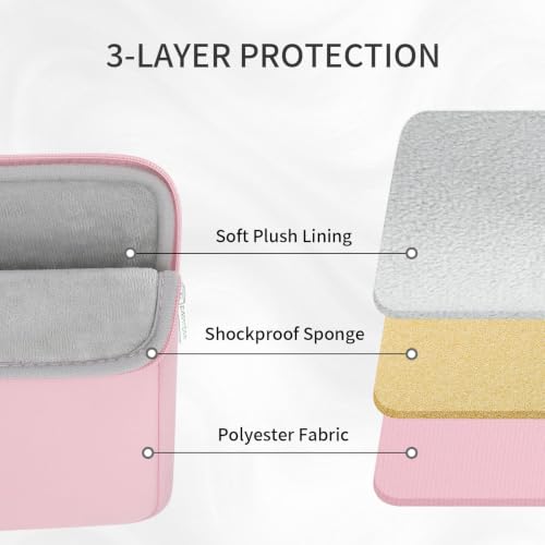 RAINYEAR 15.6 Inch Laptop Sleeve Padded Case Cover with Pocket (15.6 inch / Light Pink)