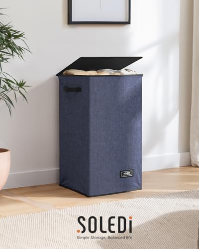 90L Laundry Hamper with Lid (Navy Blue / 90L)