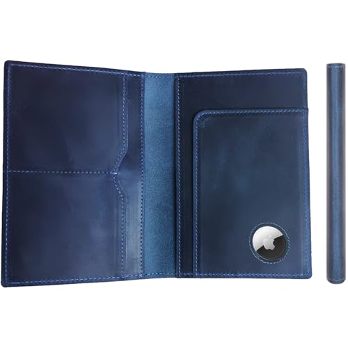 Albatross Leather Travel Passport Holder (Navy)