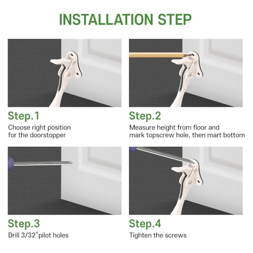 4 Stoppers 4 in White Kickdown Door Stopper for Bottom of Door (White / 4 INCH X 4 PACK)