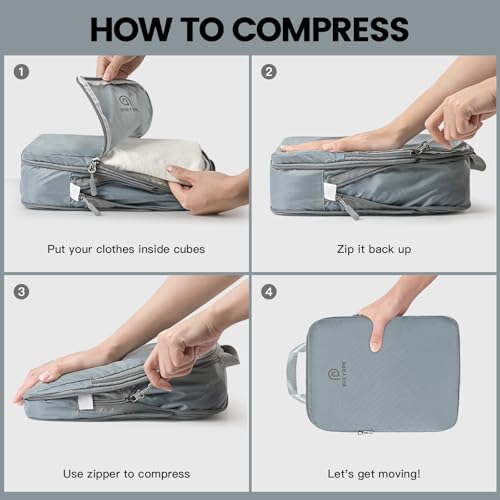 Lightweight Compression Packing Cubes for Suitcases (Gray / 7 Set)