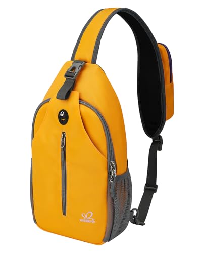 Crossbody Sling Backpack Sling Bag Travel Hiking Daypack (Z-yellow / Small)