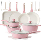 23 PCS Non Toxic Ceramic Cookware Set (Sakura Pink / Large)